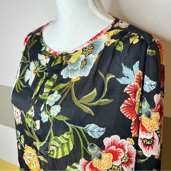 2/$25 LOFT Peasant Prairie Floral Minimalist Modern Casual Professional Blouse - Picture 8 of 12